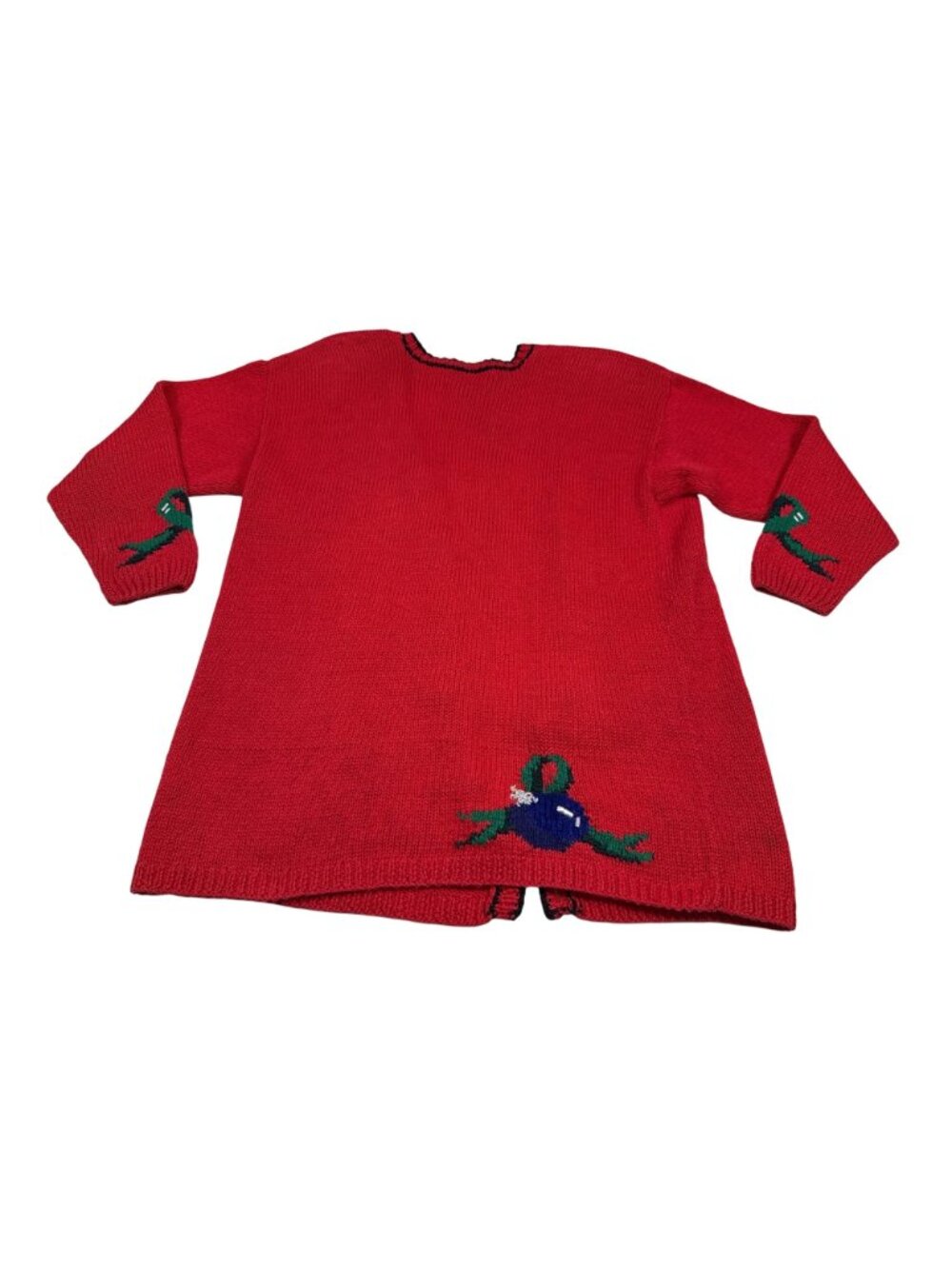 Talbots vintage medium Hand-Knitted Red Ugly Christmas Sweater (W769) - Picture 2 of 8